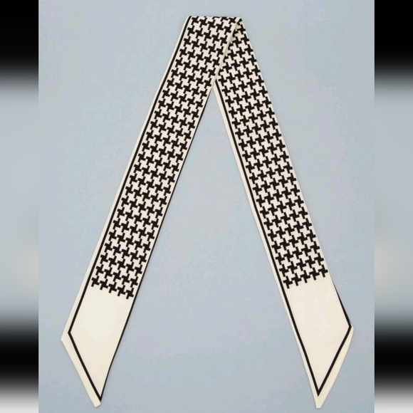 Twilly skinny houndstooth off white black bag purse scarf set of two NEW 2/$30 - Picture 11 of 11